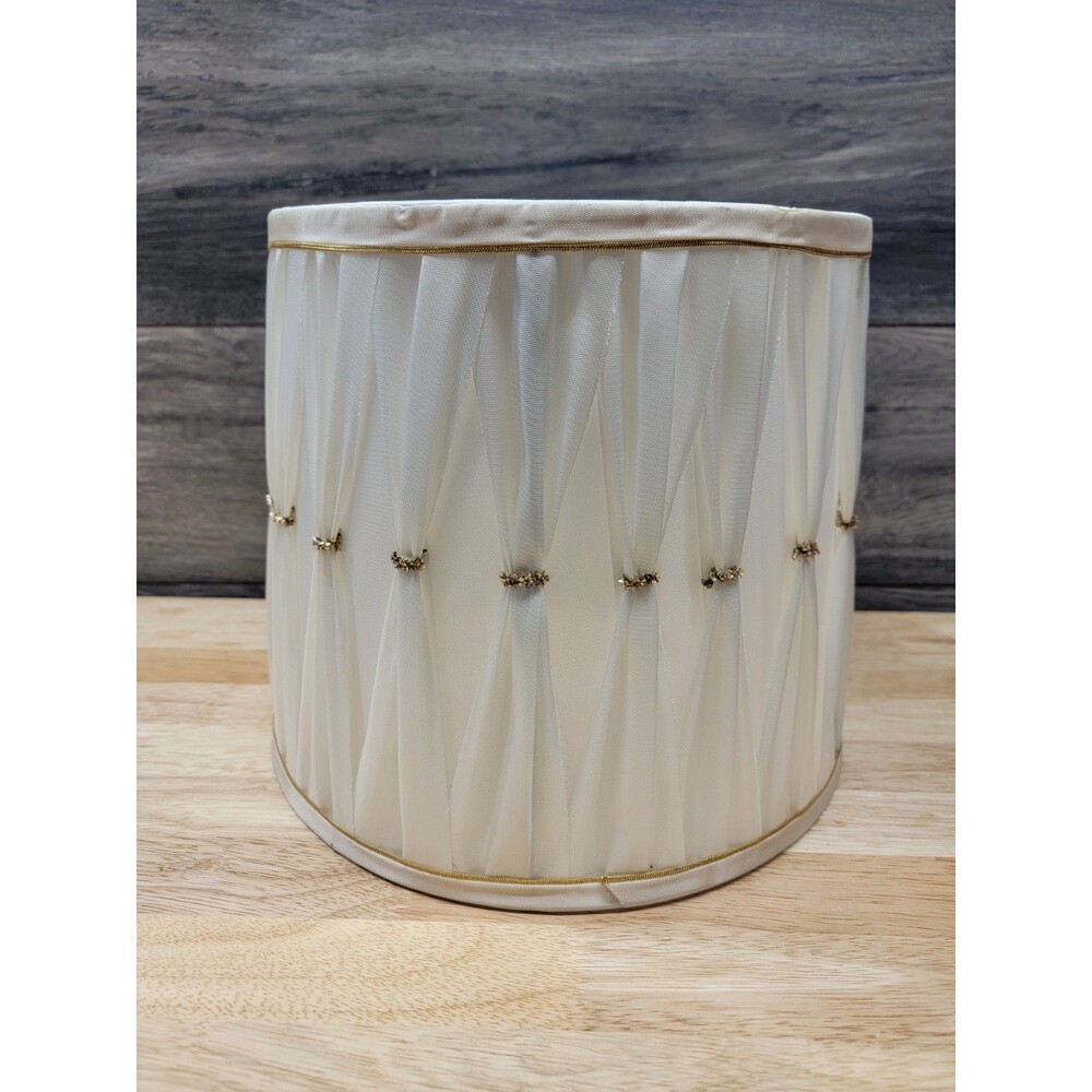 Vtg mid century modern table Lamp Shade Drum Barrel MCM Retro Pinch Pleat